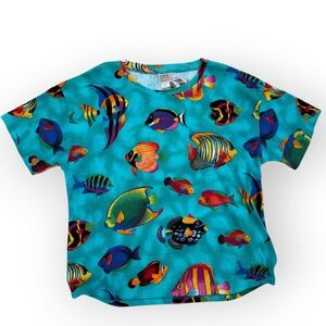 Vintage 90s EPIX Made in USA Tropical Fish Top | Tagged ONE / Fits Women’s L